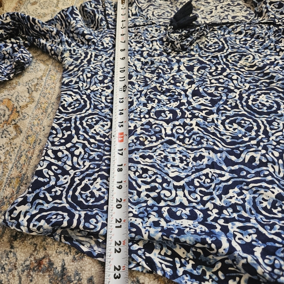 Passport Navy and White Patterned Blouse - Picture 10 of 11